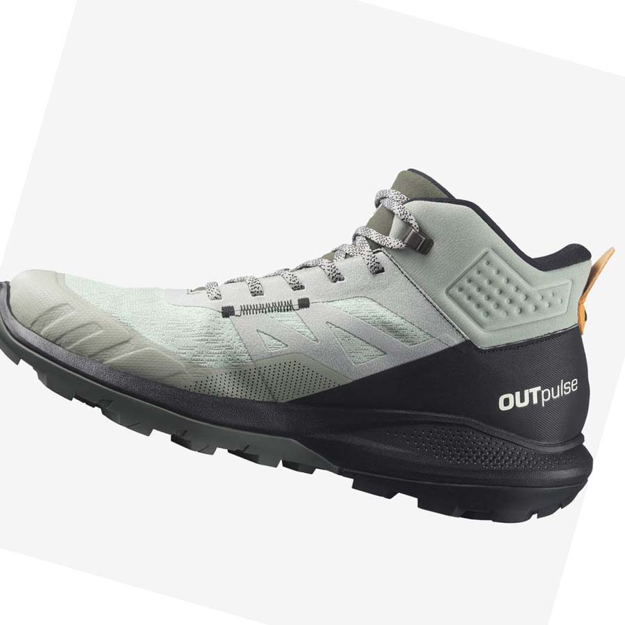 Salomon OUTPULSE MID GORE-TEX Túracipő Férfi Fekete Türkiz | HU 2085WNB